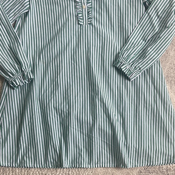 NOT FOR SALE J Crew Striped Green and White Long Sleeve Dress - Picture 4 of 11